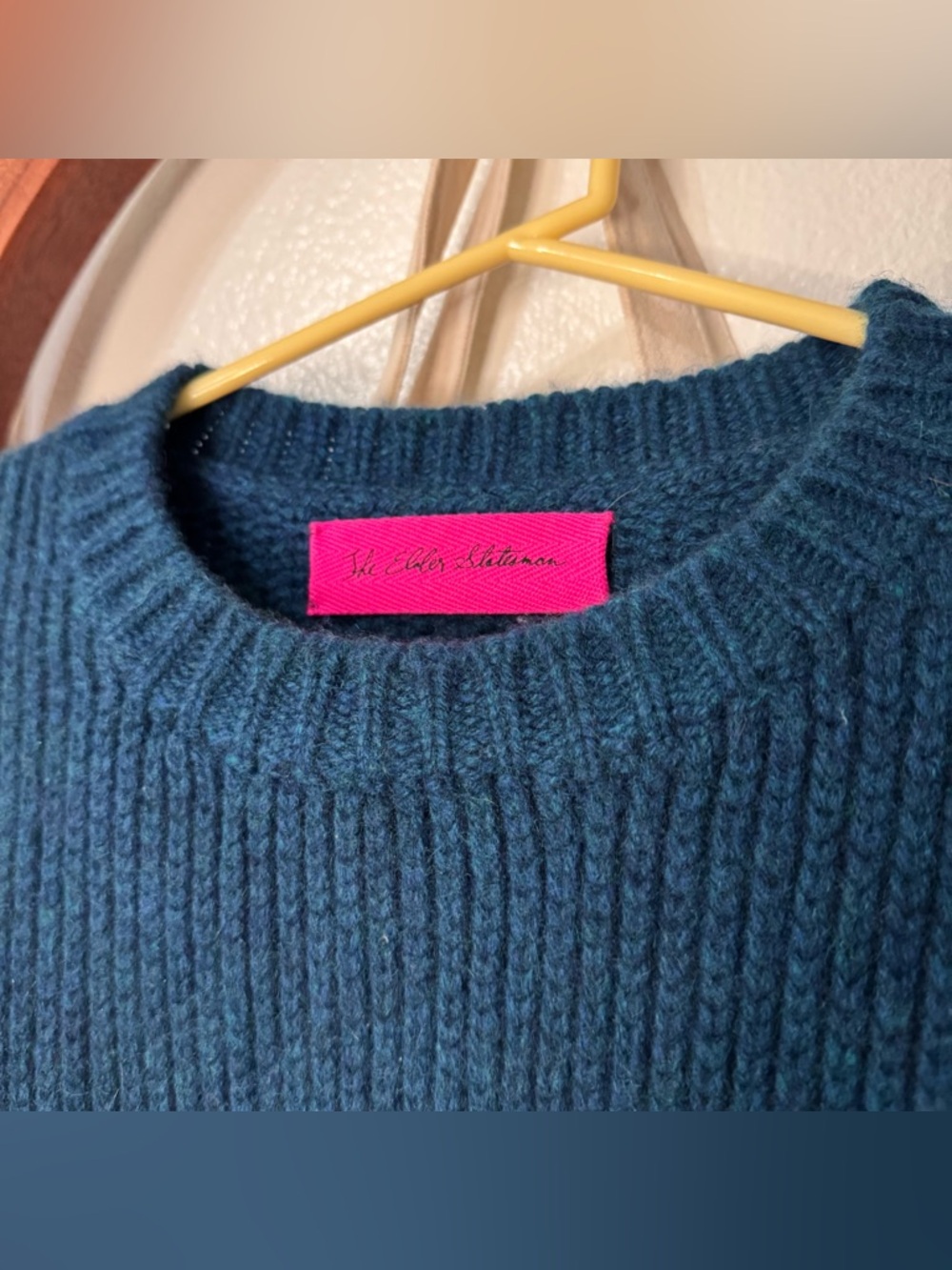 The Elder Statesman ribbed knit cashmere sweater petrol blue - Picture 3 of 9